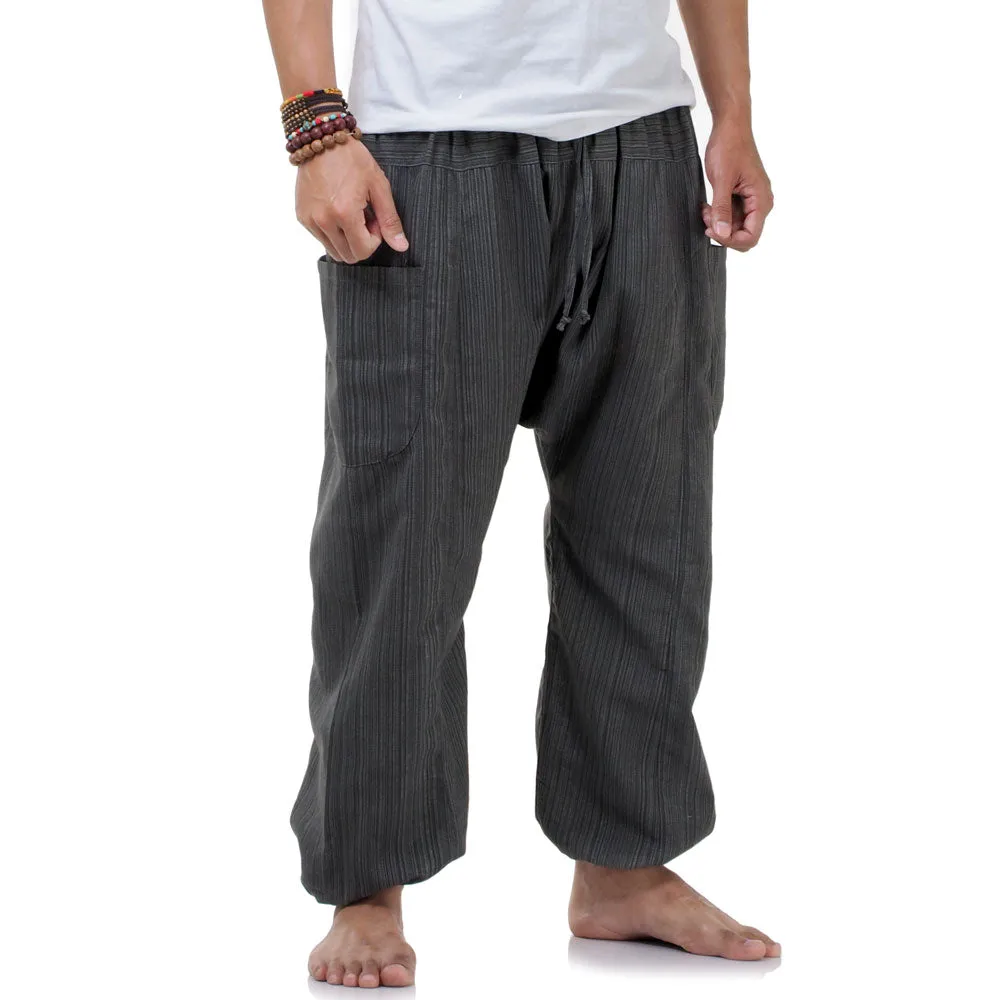 Midnight Black Men's Pinstripe Harem Pants