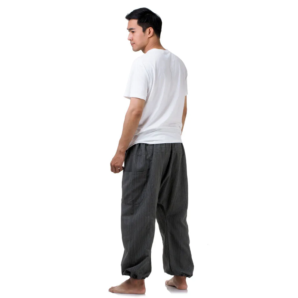 Midnight Black Men's Pinstripe Harem Pants