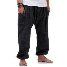 Midnight Black Men's Pinstripe Harem Pants