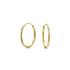 Minimalist Tiny 14K Gold Hoop Huggie Earrings Endless Cartilage Circle Design