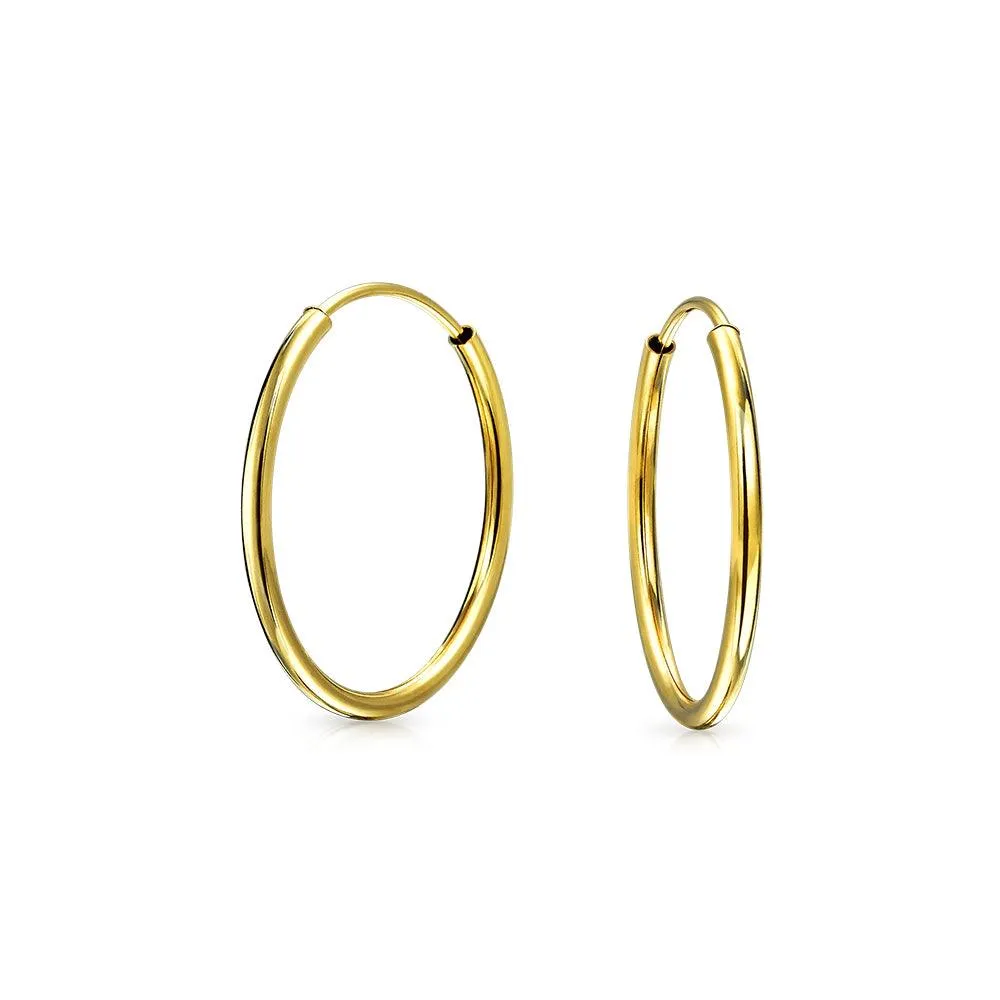 Minimalist Tiny 14K Gold Hoop Huggie Earrings Endless Cartilage Circle Design