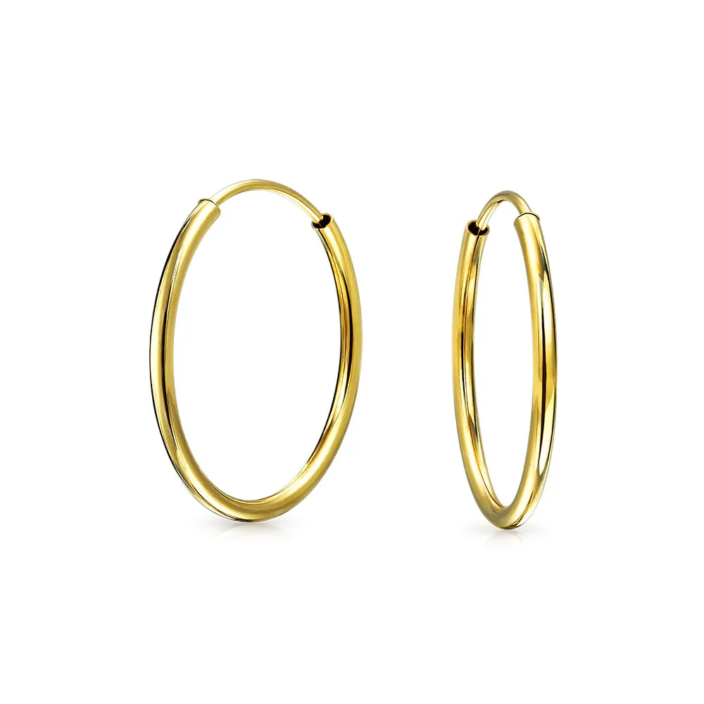 Minimalist Tiny 14K Gold Hoop Huggie Earrings Endless Cartilage Circle Design