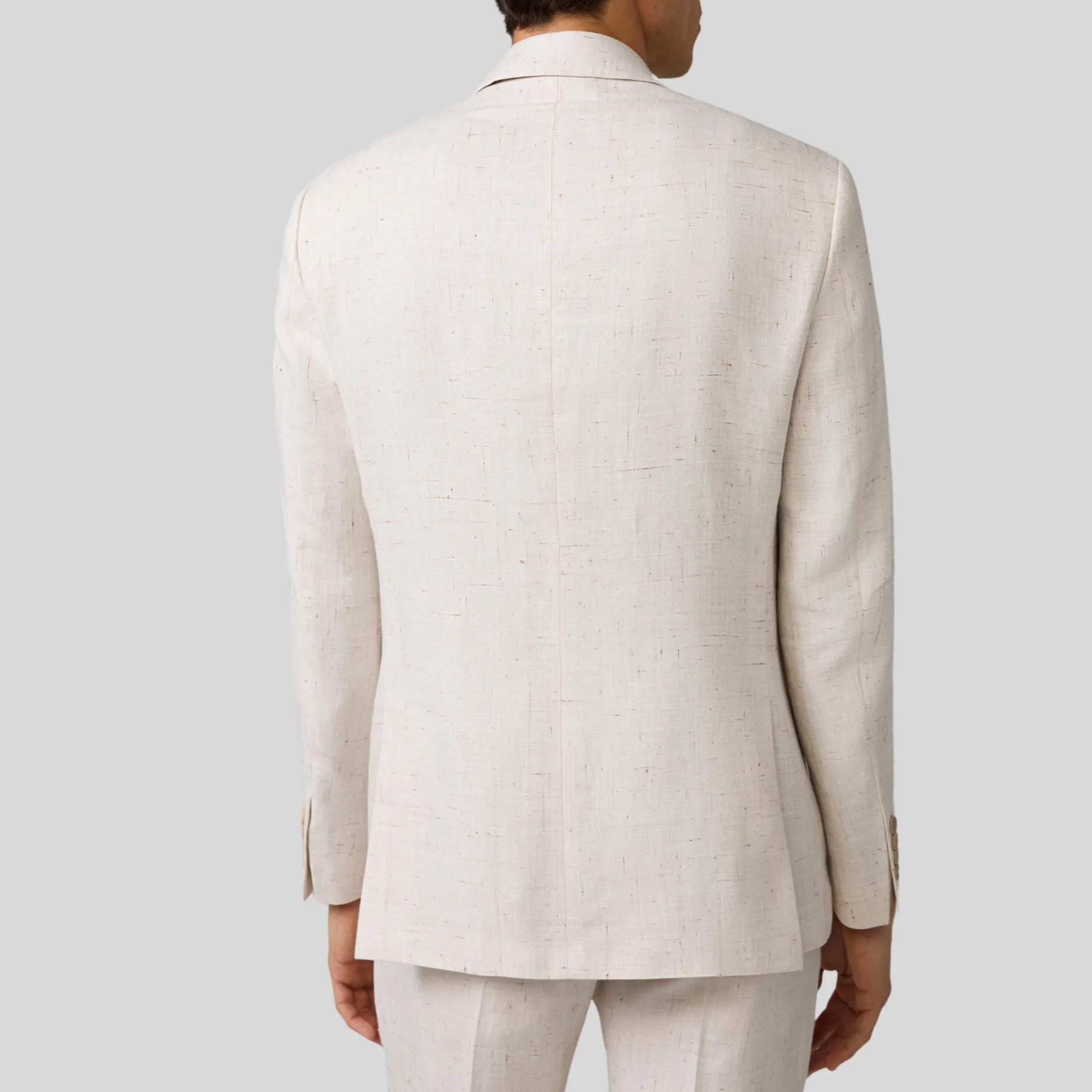 Mottled Linen Blend Double Breasted Suit Jacket - Off-White