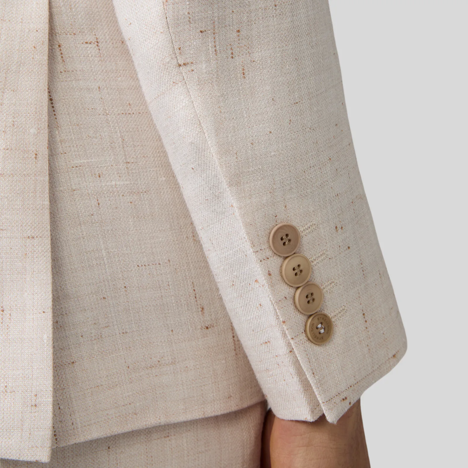 Mottled Linen Blend Double Breasted Suit Jacket - Off-White