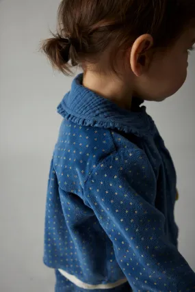 ORGANIC VELOUR GOLD BABY CARDIGAN