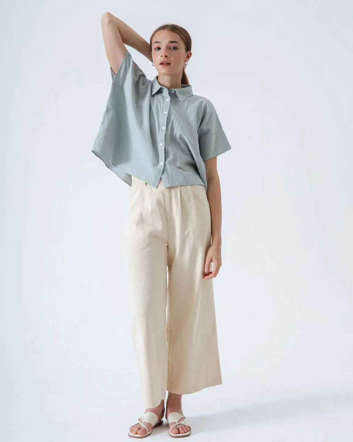 Oversize Boxy Cut Shirt (Blue)