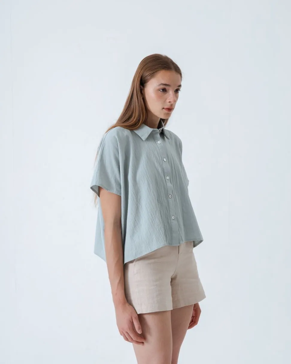 Oversize Boxy Cut Shirt (Blue)