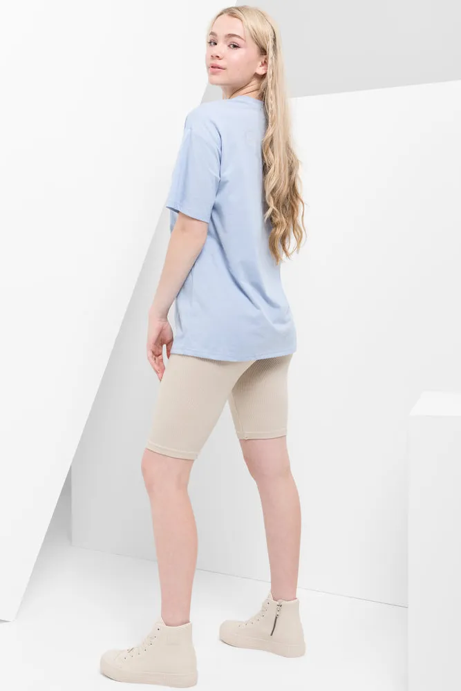 Oversized Short Sleeve T-Shirt Blue