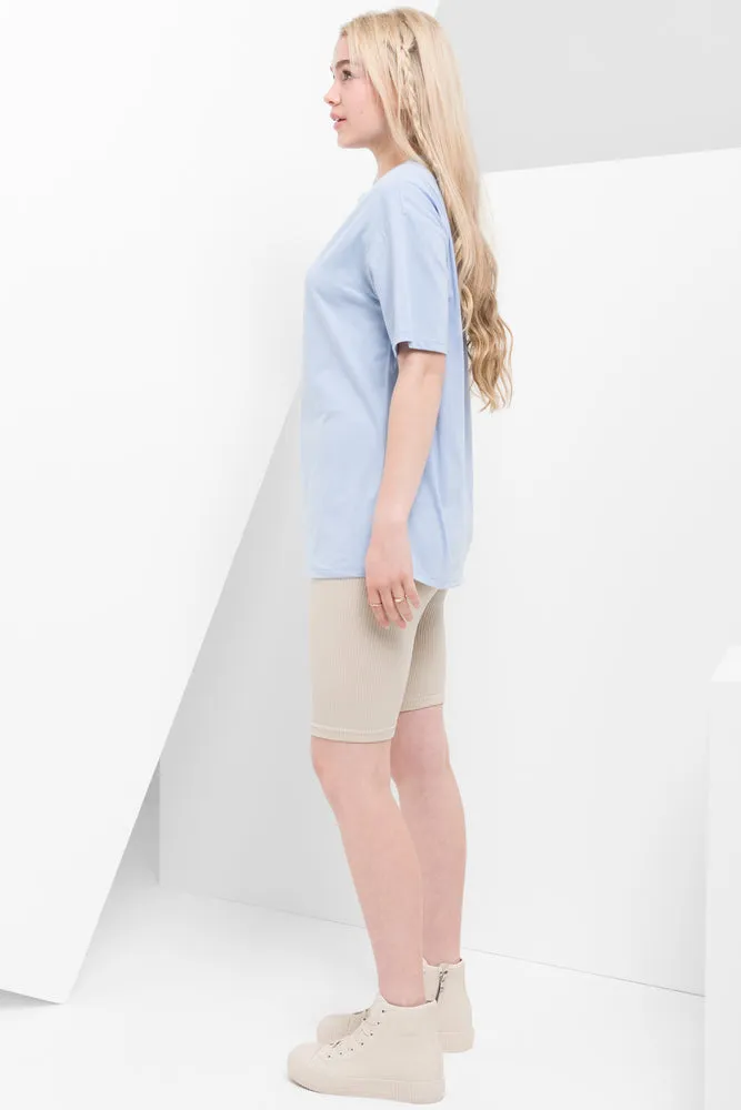 Oversized Short Sleeve T-Shirt Blue