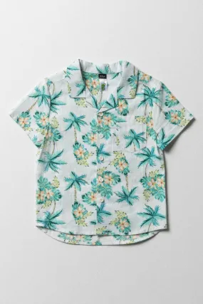 Palm Tree Short Sleeve Shirt White