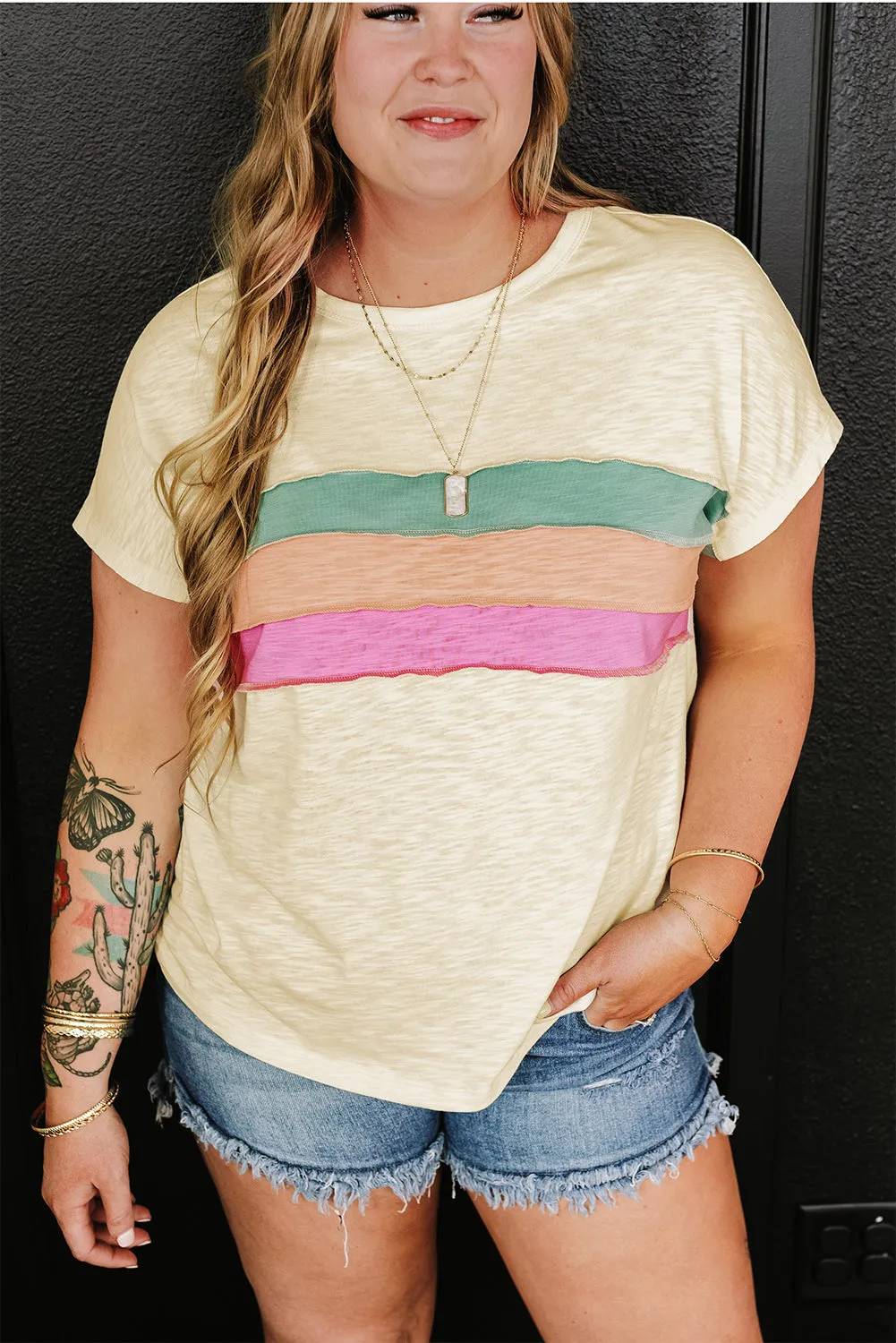 Patchwork Plus Size T Shirt