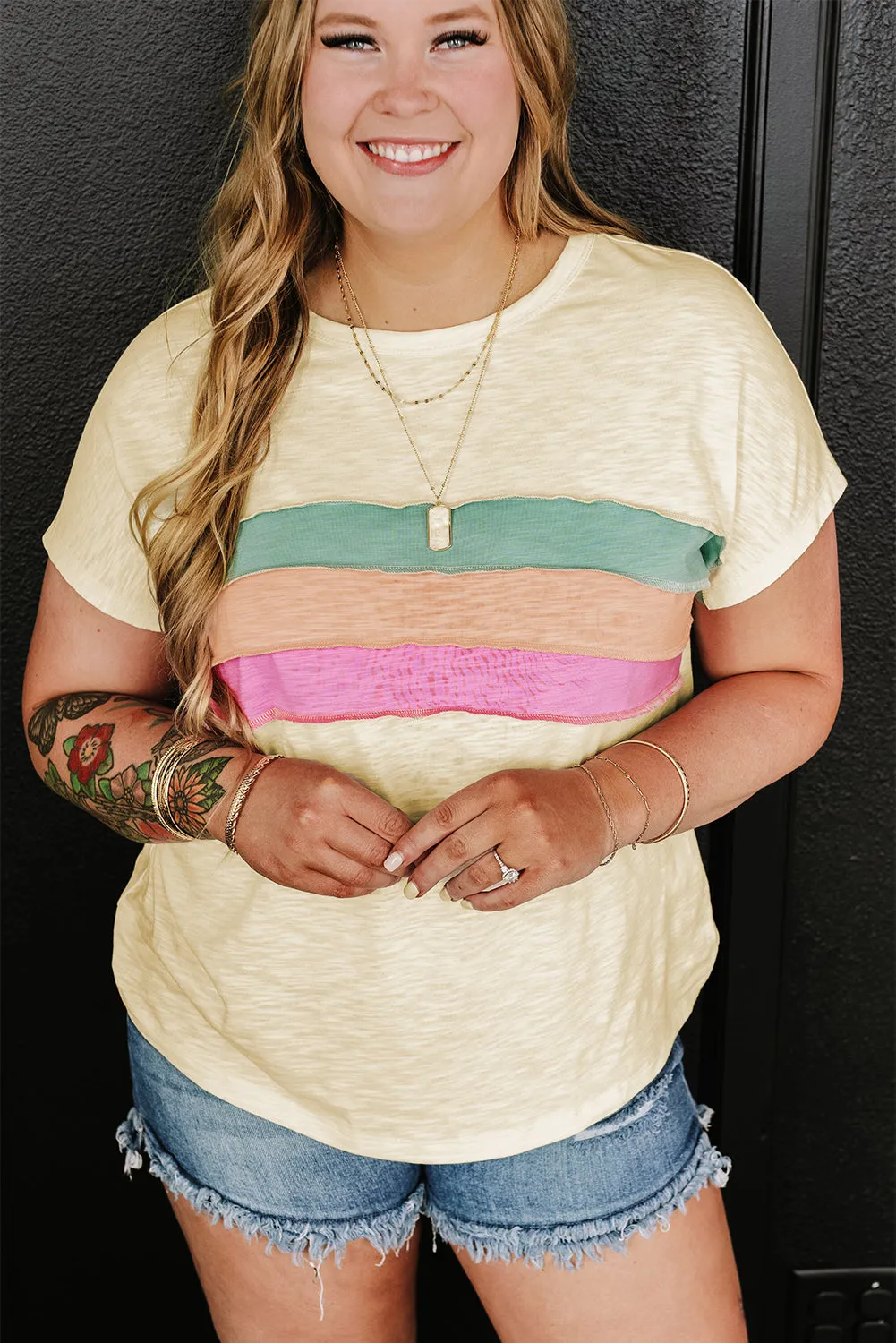 Patchwork Plus Size T Shirt