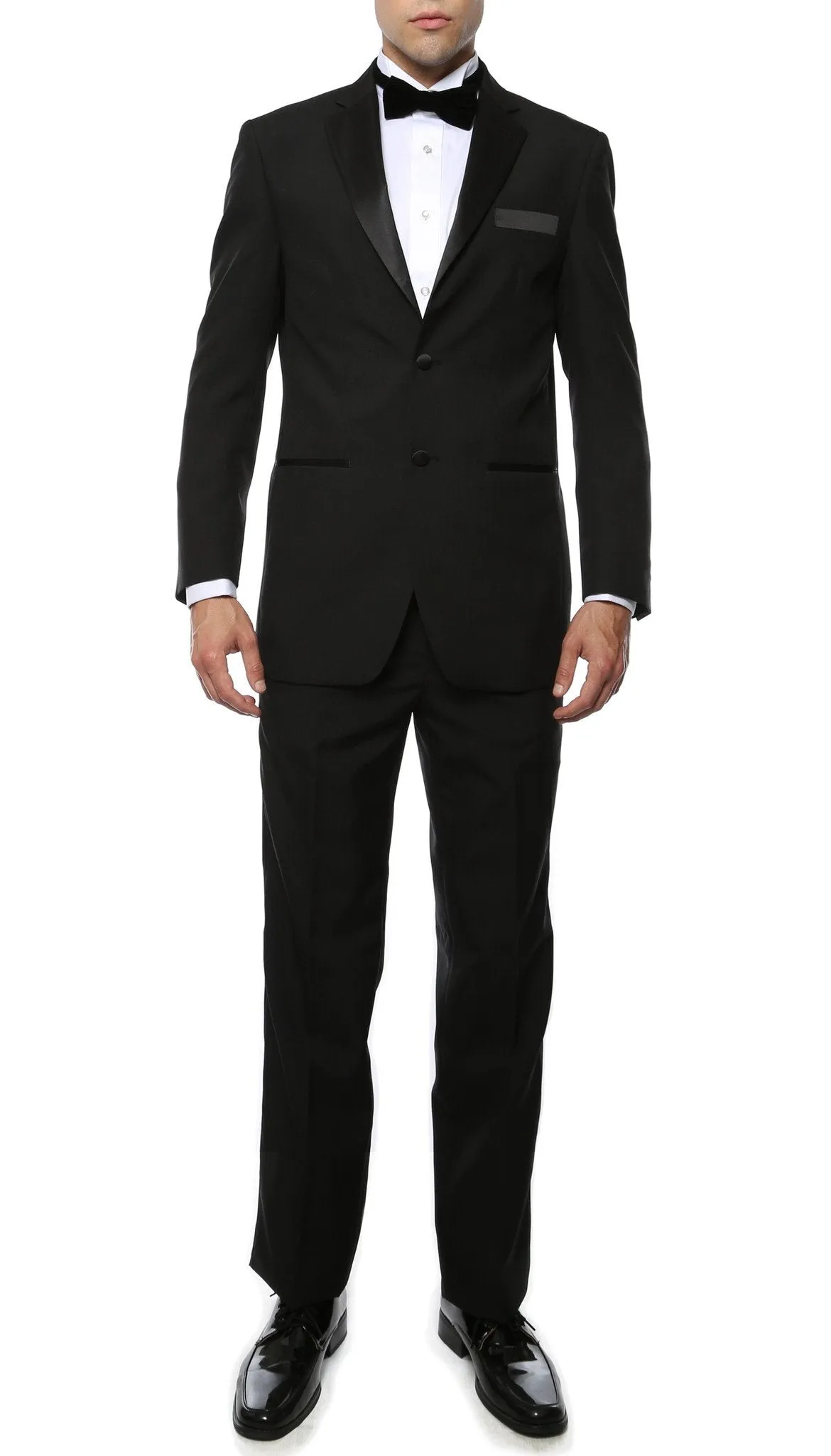 Paul Lorenzo Mens Black Regular Fit 2 Piece Tuxedo