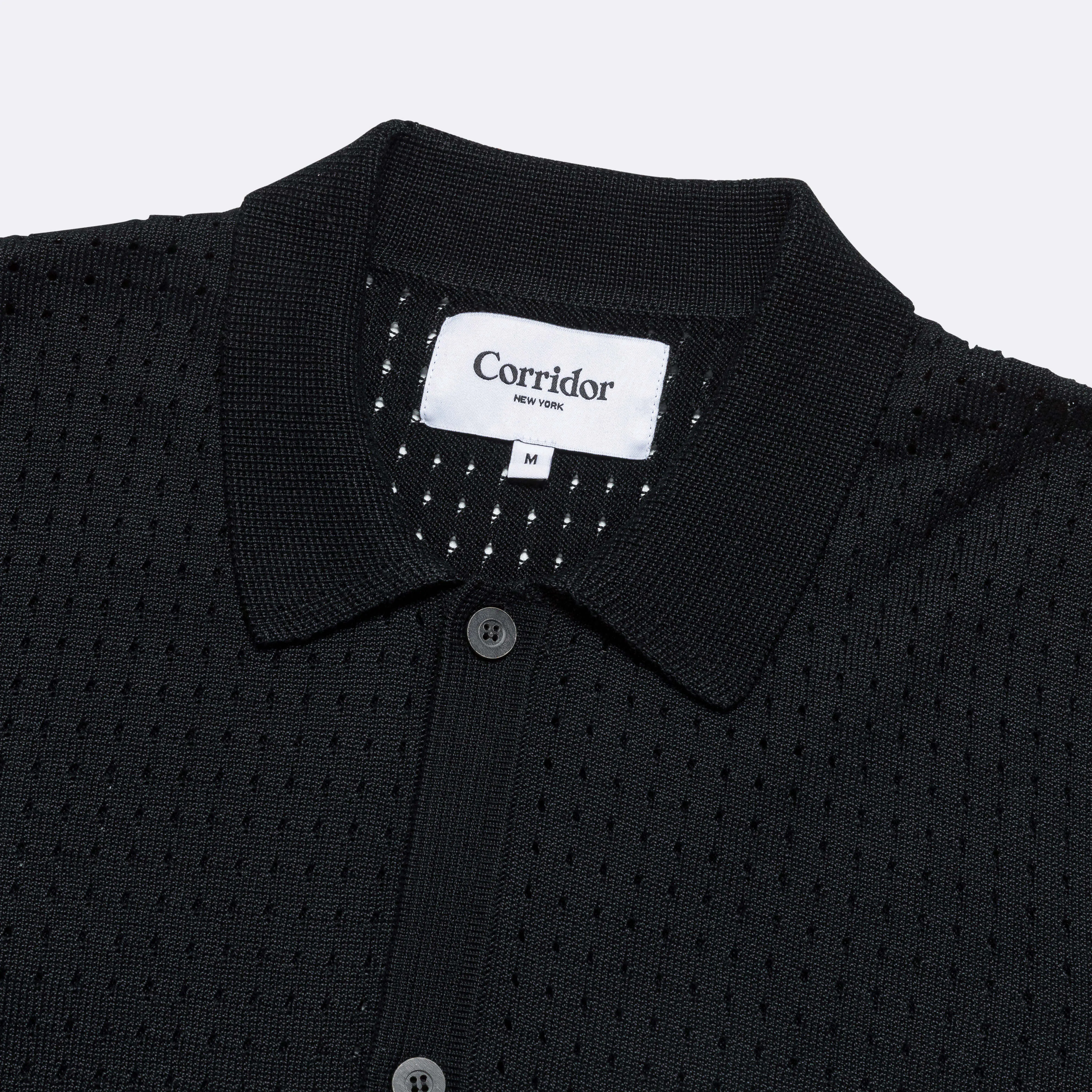 Pointelle Buttondown - Black