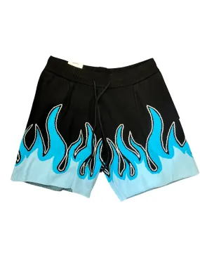 Rebel Minds Flame Sweater Shorts - Black