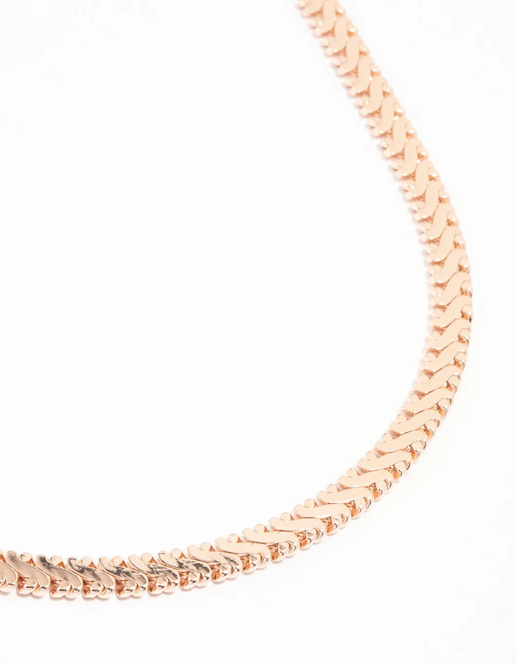 Rose Gold Plated Flat Edged Detailed Necklace