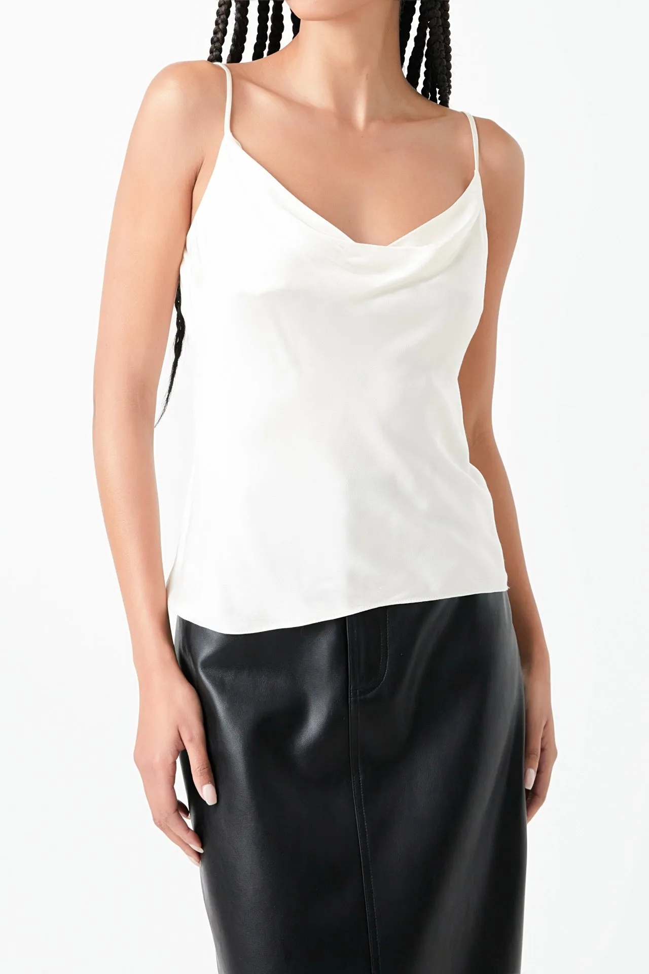 Satin Cowl Neck Top