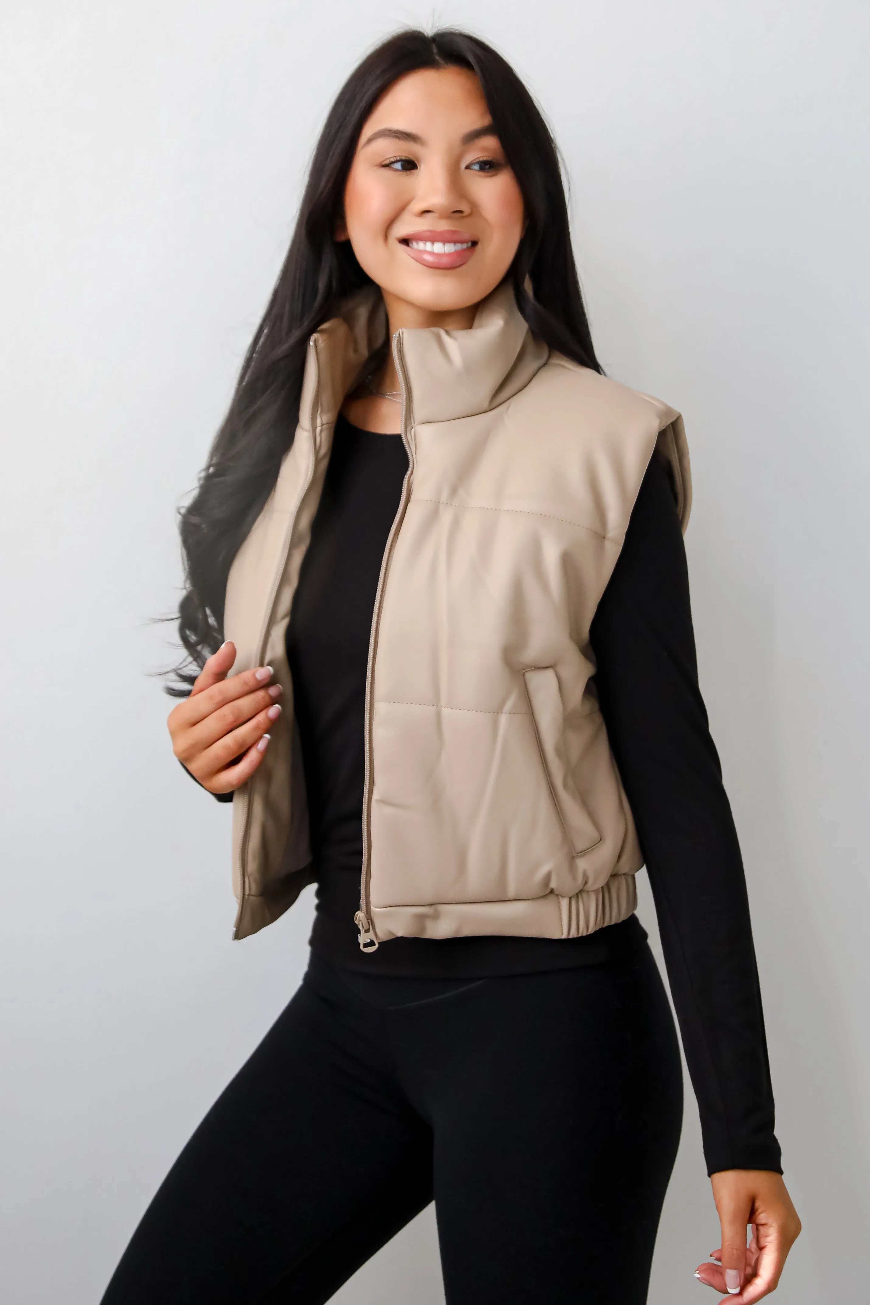 Seriously Chic Leather Puffer Vest - DOORBUSTER