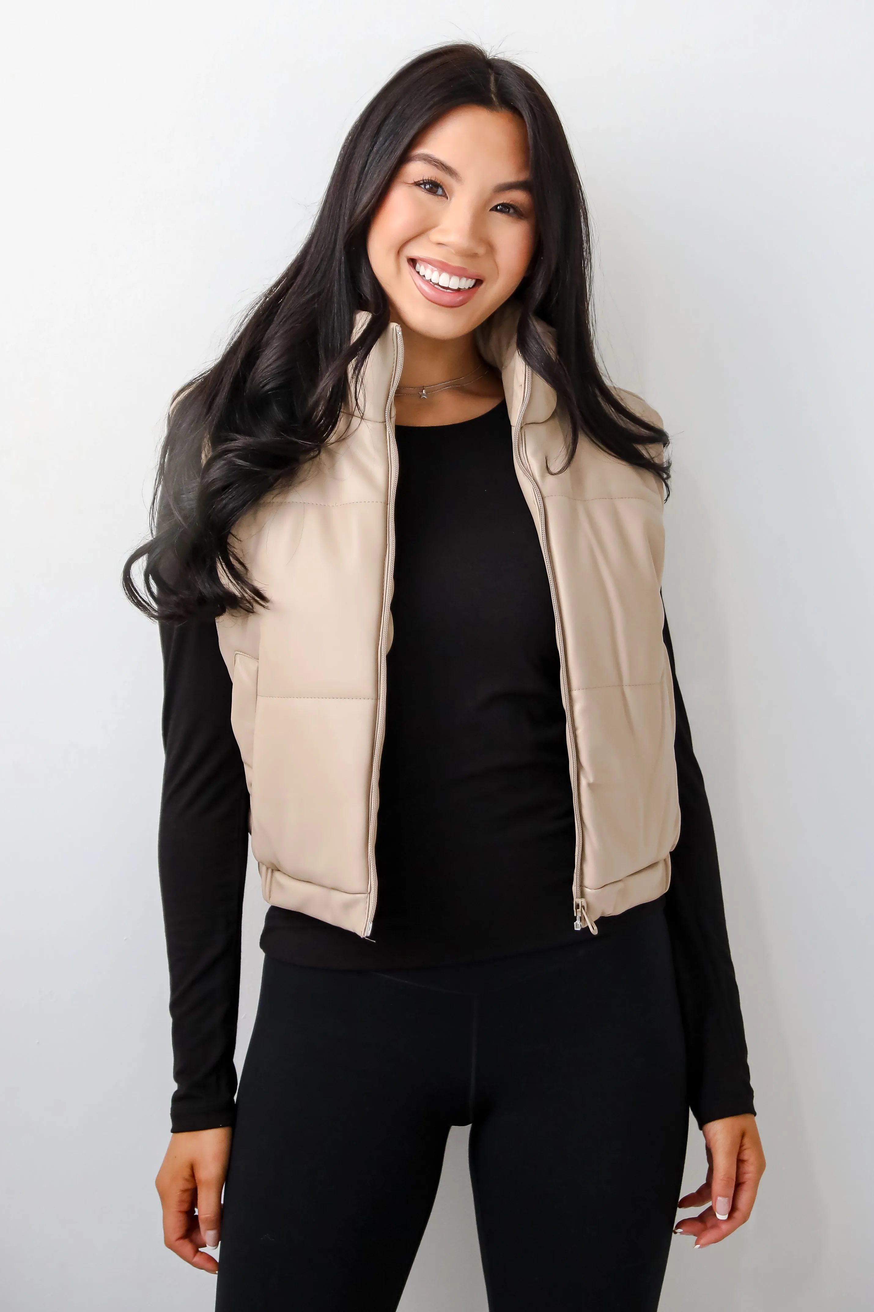 Seriously Chic Leather Puffer Vest - DOORBUSTER