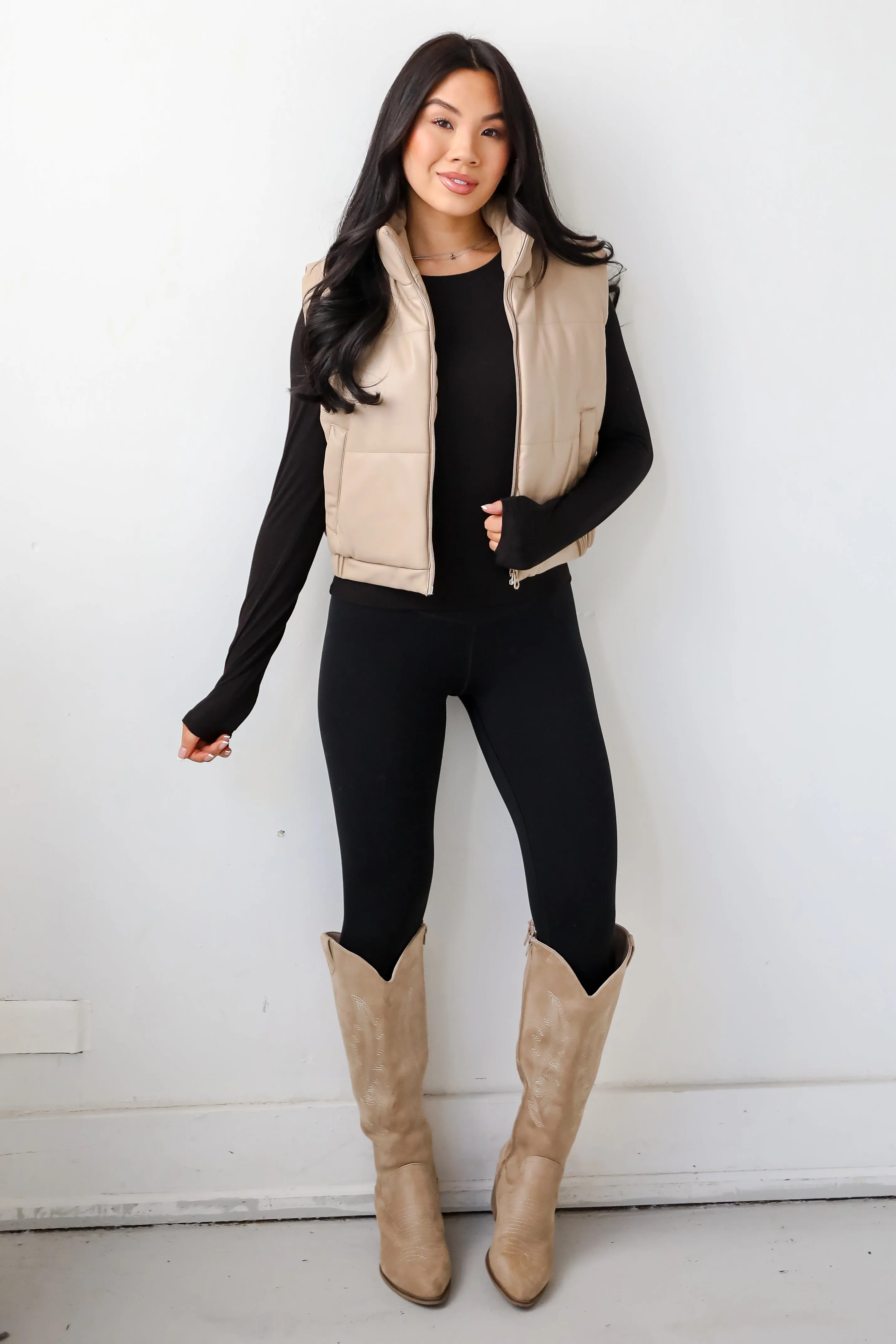 Seriously Chic Leather Puffer Vest - DOORBUSTER