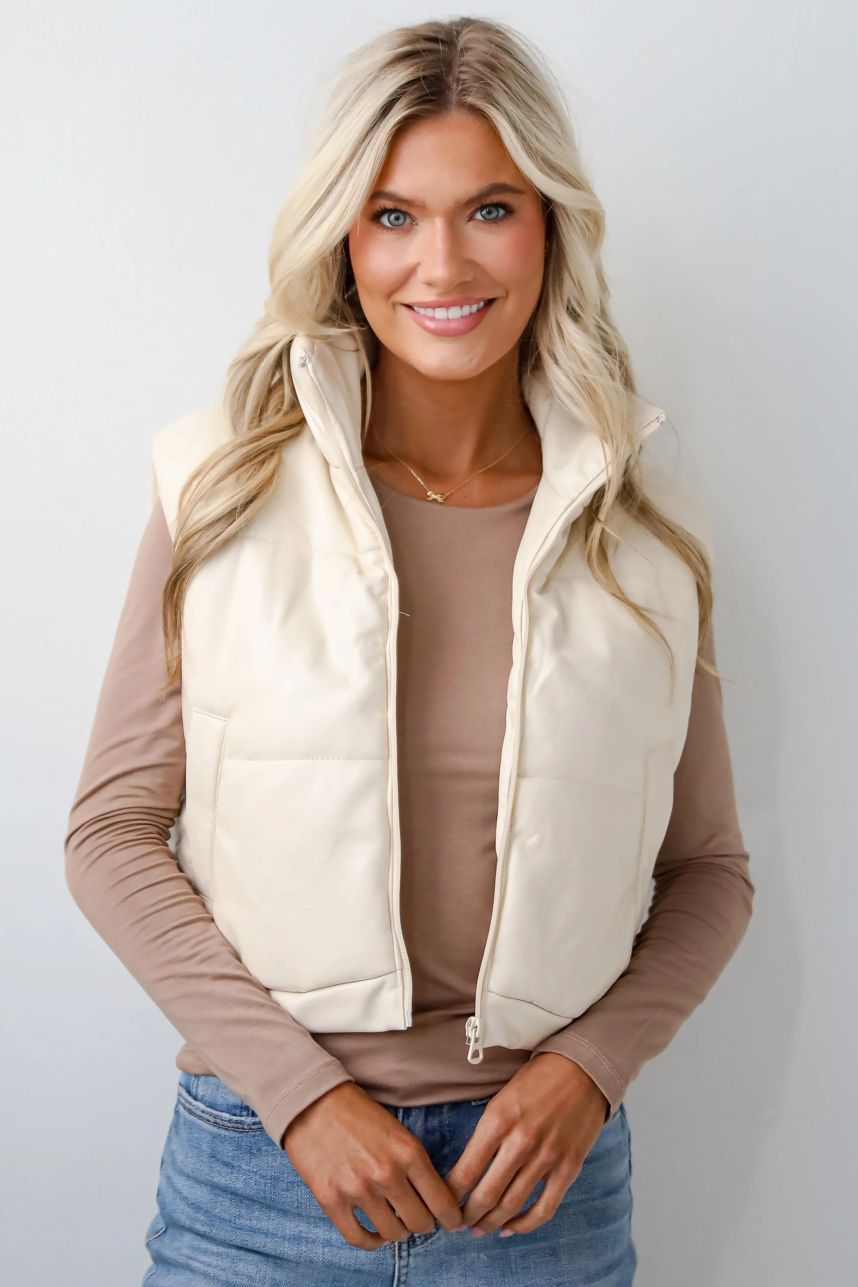 Seriously Chic Leather Puffer Vest - DOORBUSTER