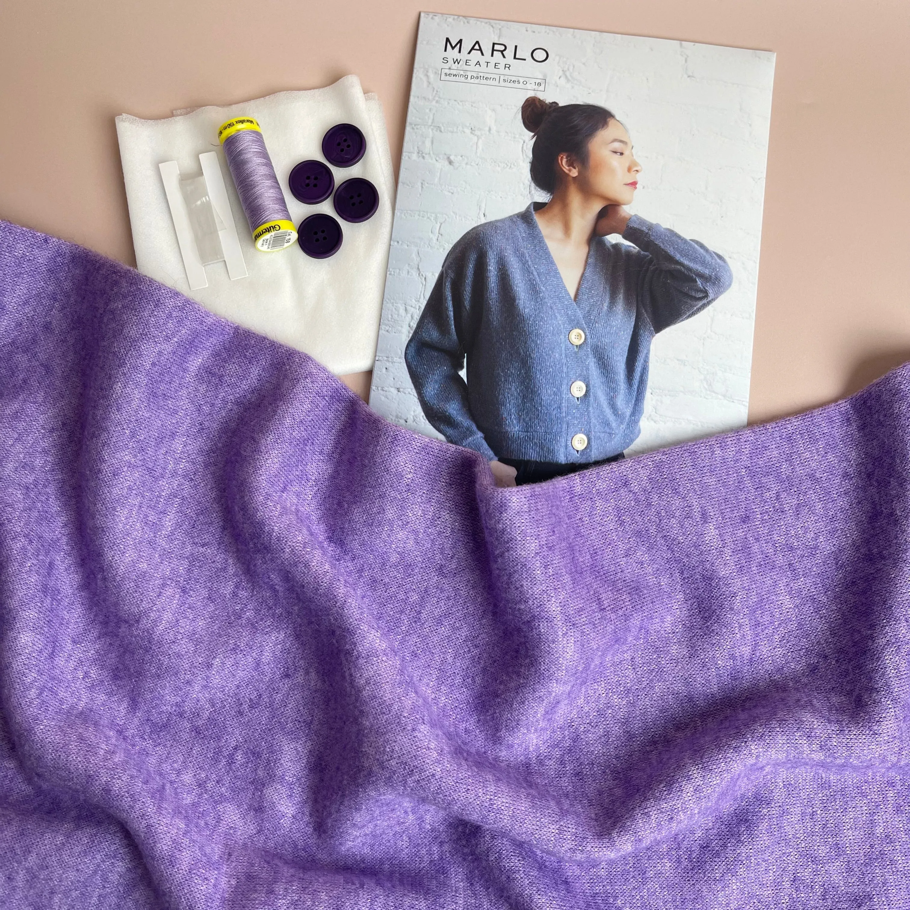 Sewing Kit - Marlo Sweater in Snug Purple Sweater Knit