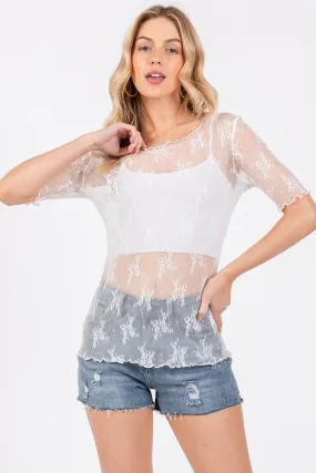 Short Sleeve Floral Lace Top