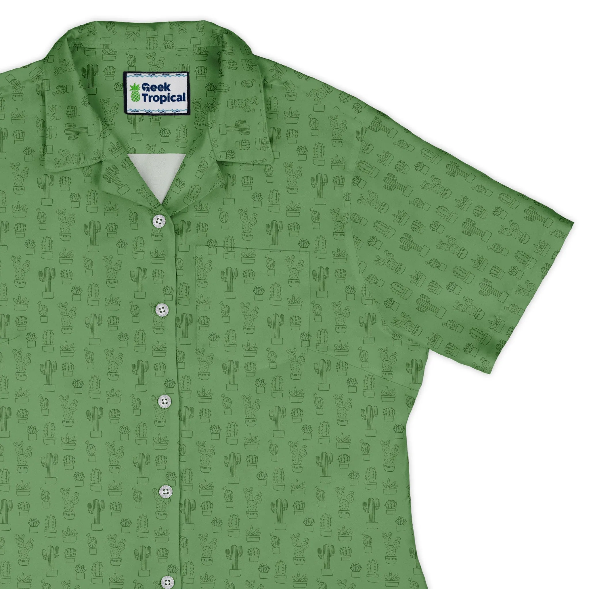 Simple Cactus Curvy Button Up Shirt