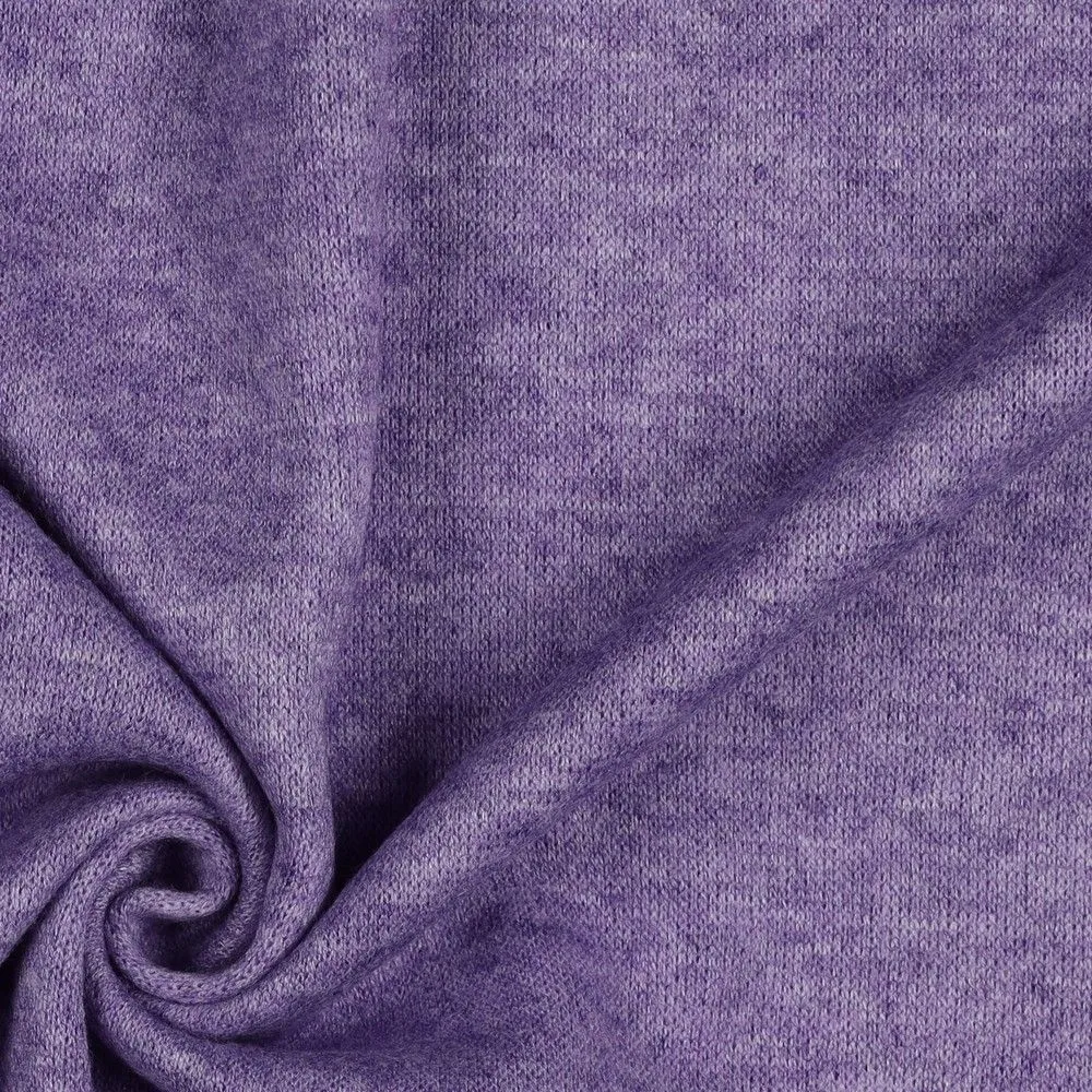 Snug Viscose Blend Sweater Knit in Purple Melange