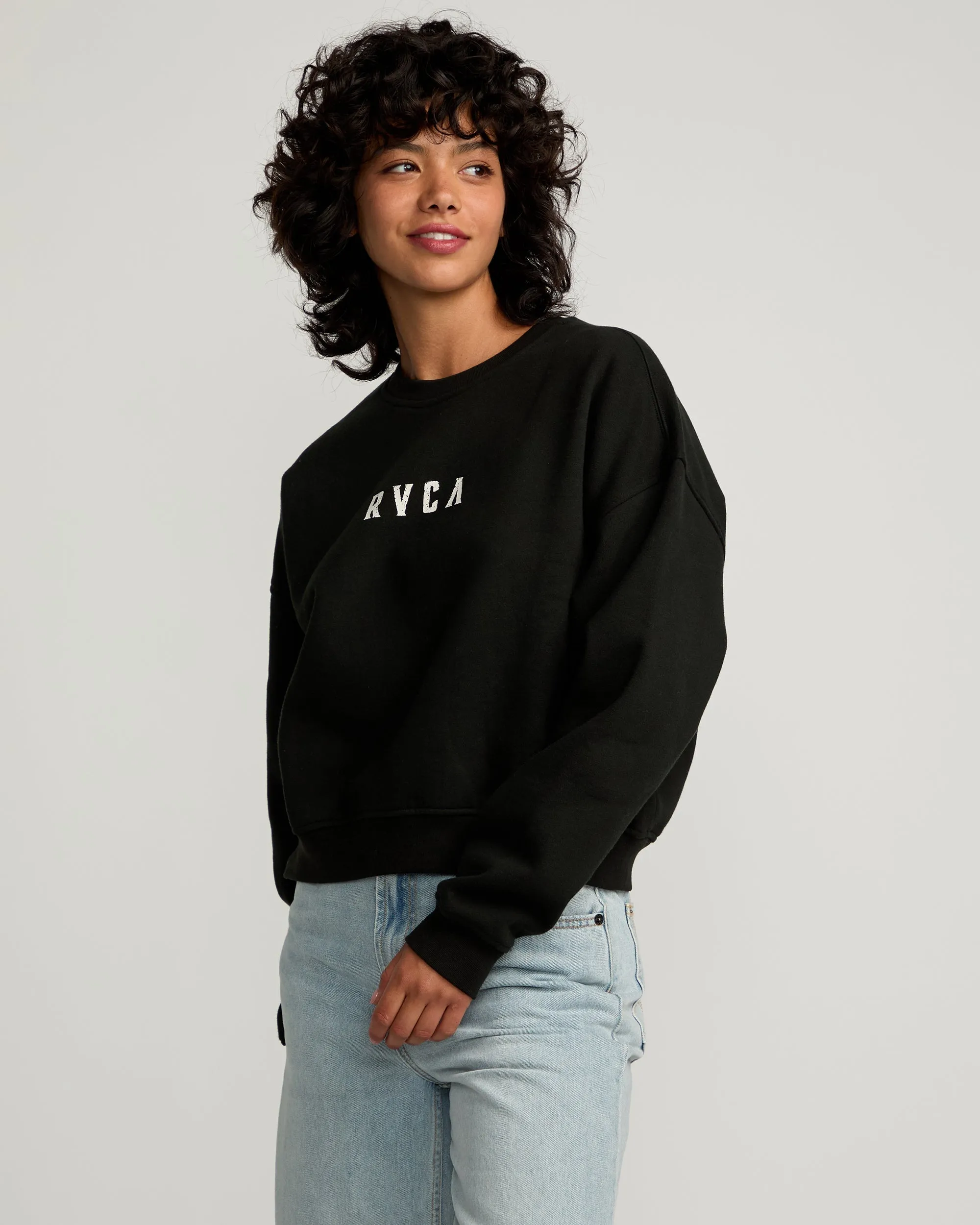 Stacked Court Crew Sweatshirt - Rvca Black