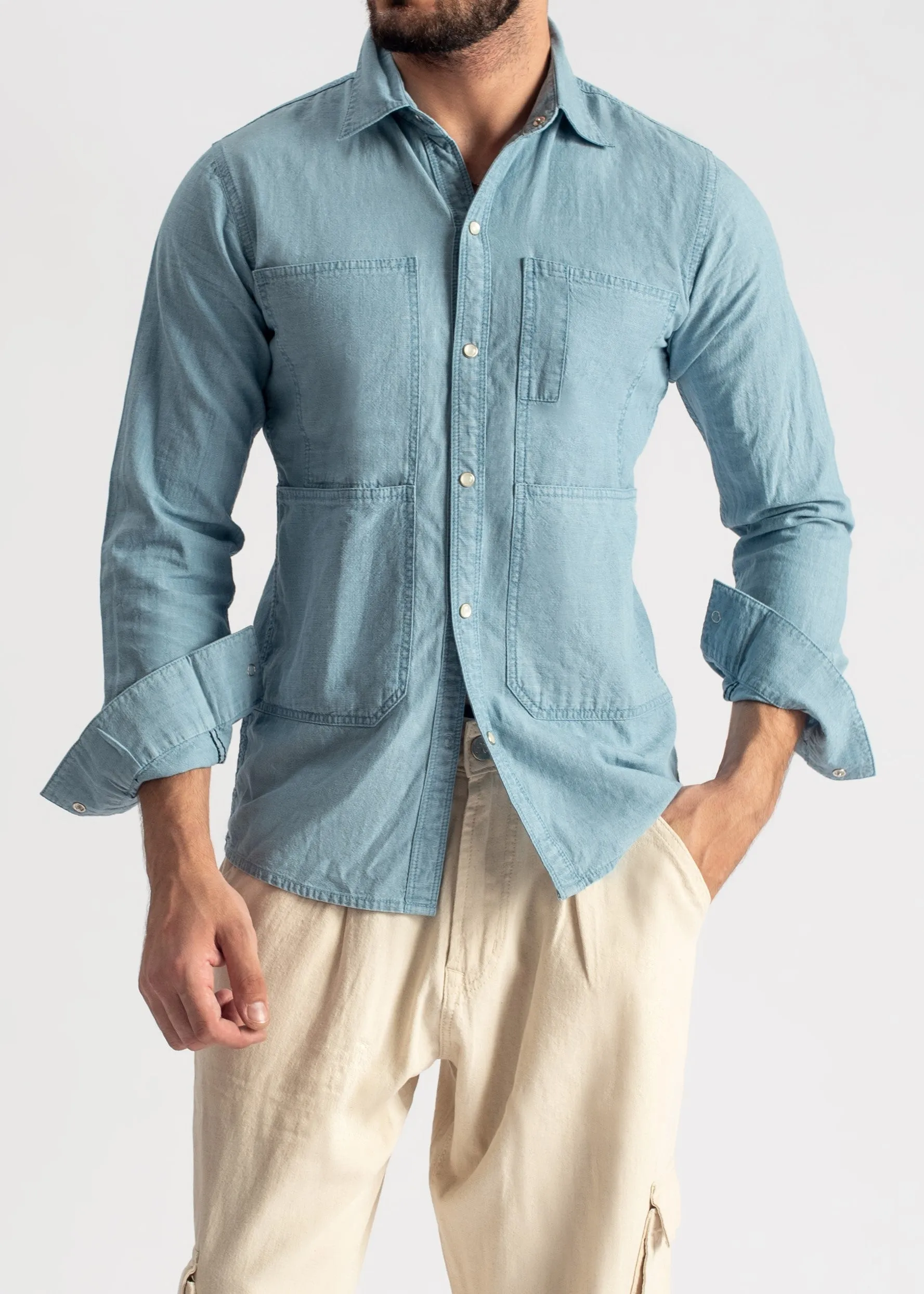 Steel Blue Denim Shirt