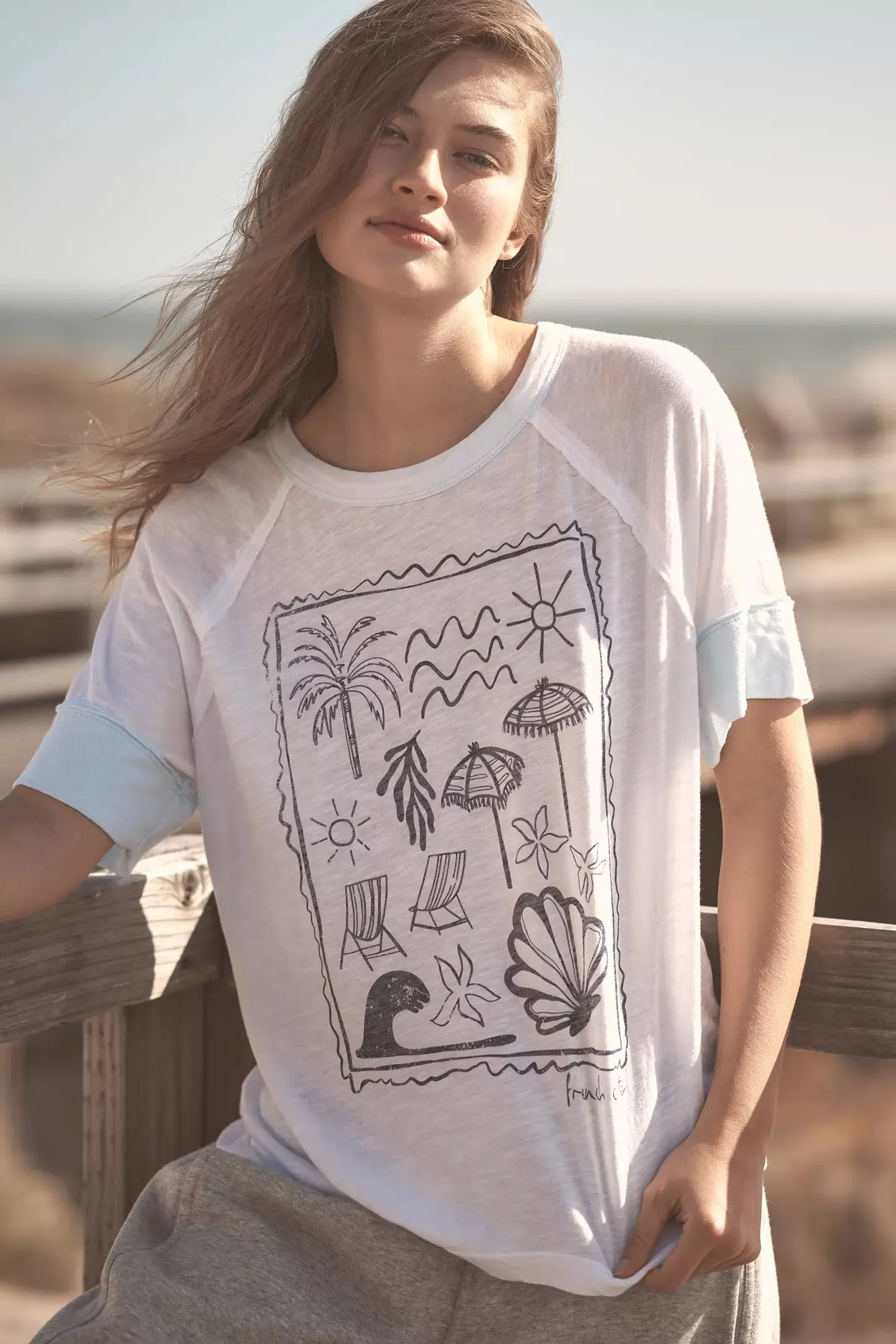 Sundry French Cafe Graphic Boyfriend Tee