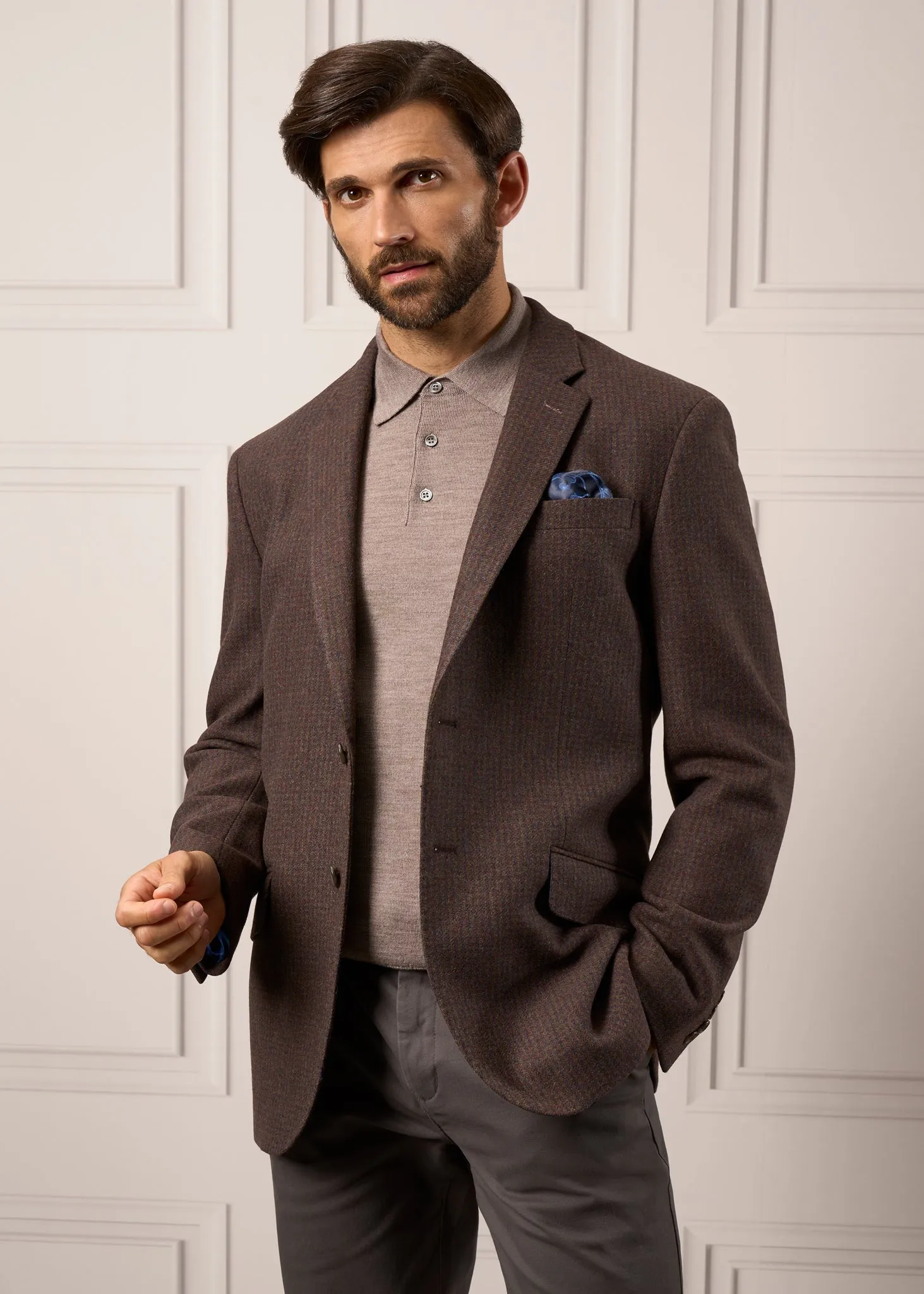 Surrey Tweed Lined Blazer In Bramble - Regular Fit