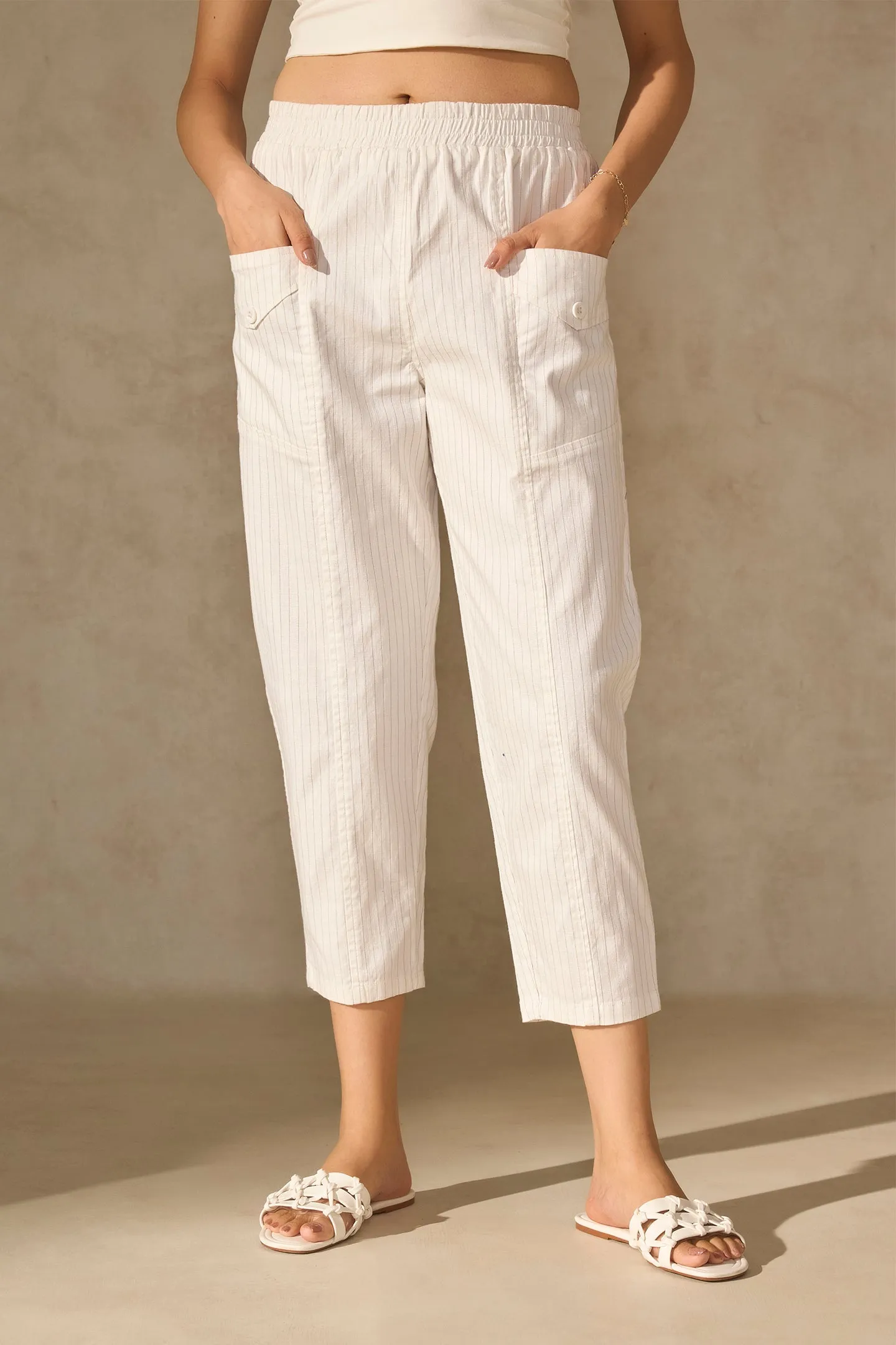 Thalia|Tapered Linen Trousers