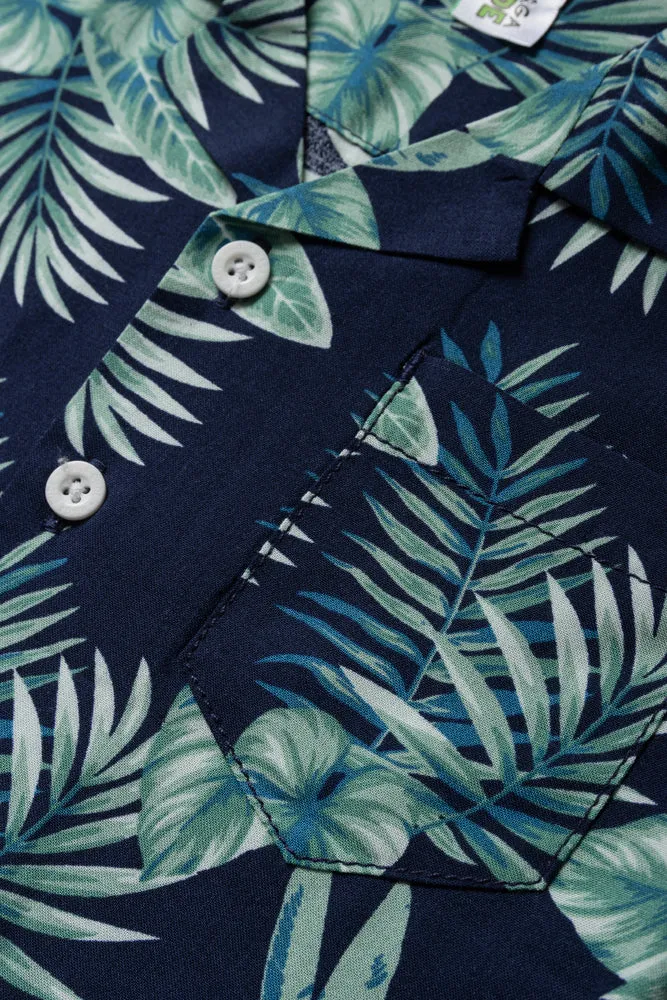 Tropical Resort Shirt Green & Navy