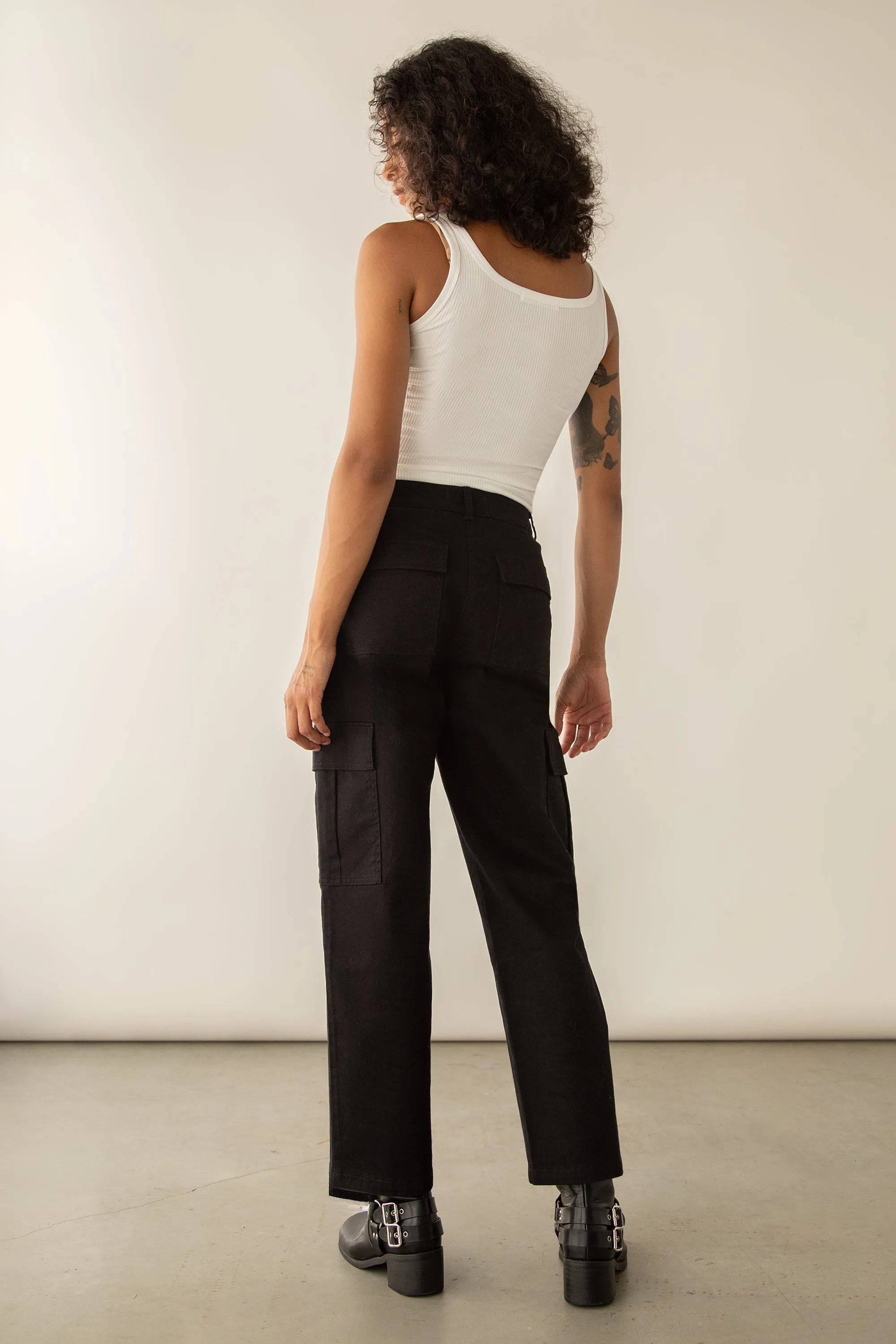 TWILL WIDE LEG CARGO PANT