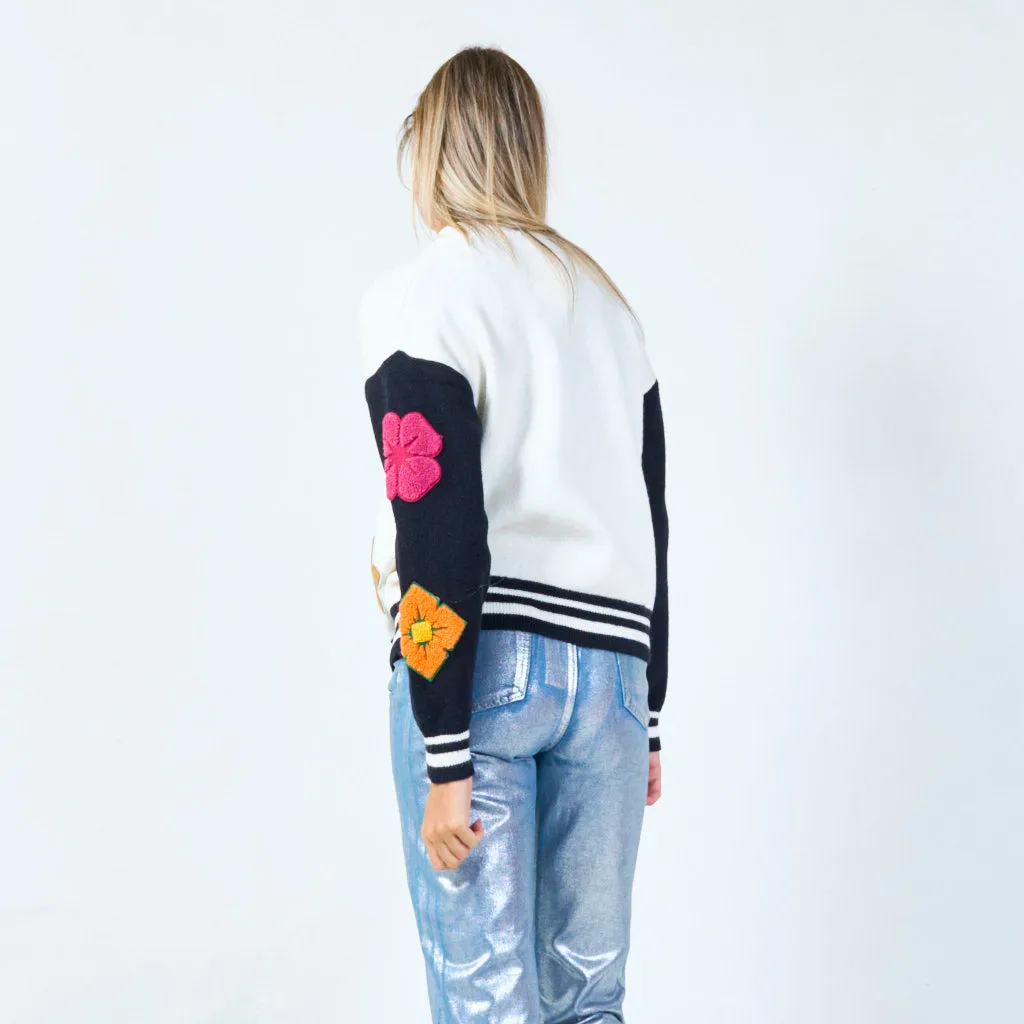 Varsity patch knit bomber wholesale