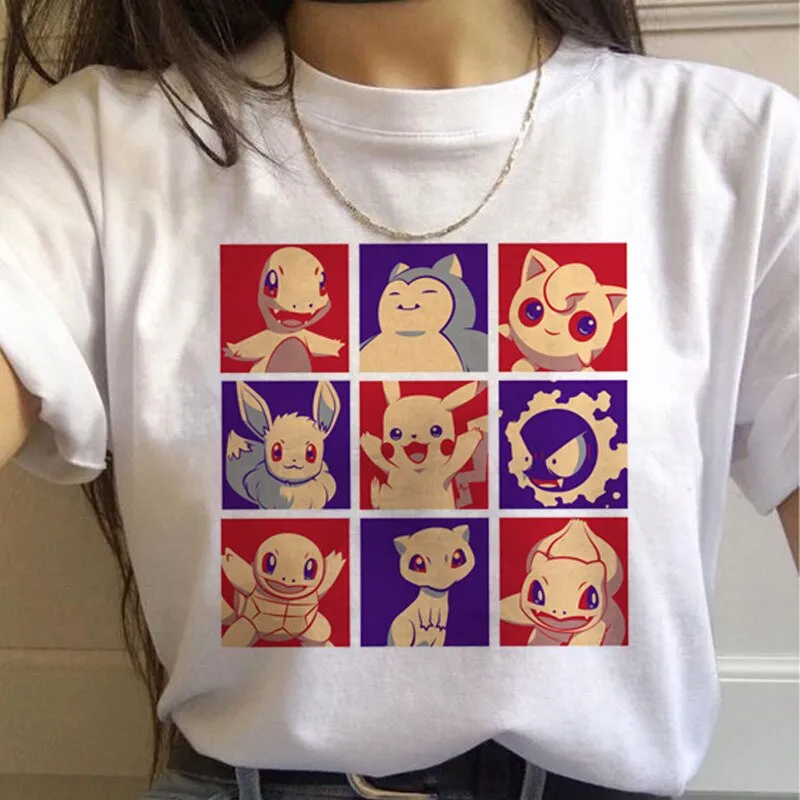 White Printed T-Shirt Set-1 Pokemon (Variants Available)