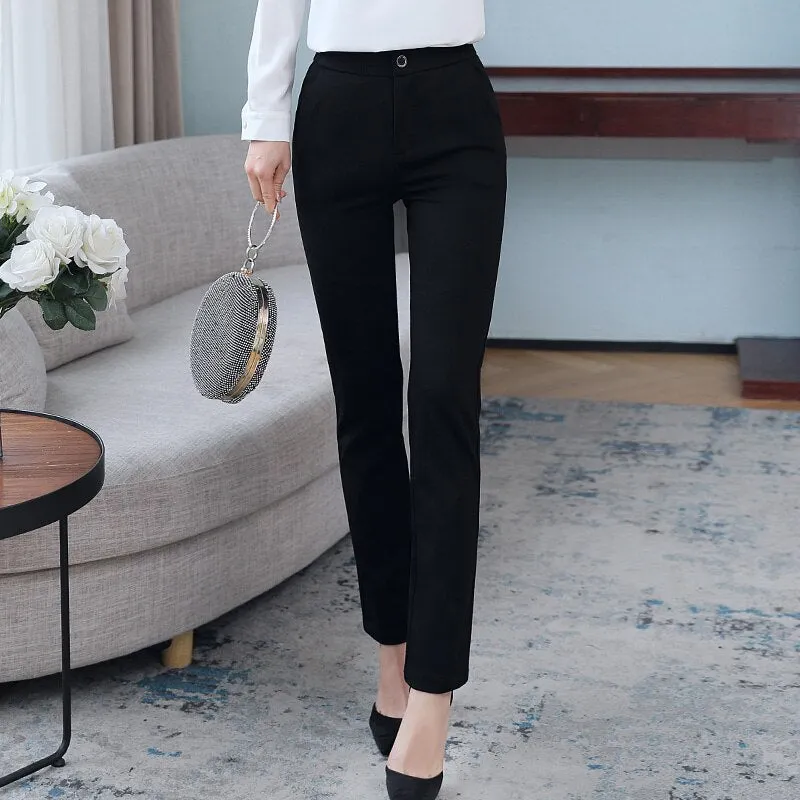 Wjczt Korean Version Of Professional Trousers Women'S Straight Tube New Spring And Autumn Slim And Vertical Formal Nine Point Pants