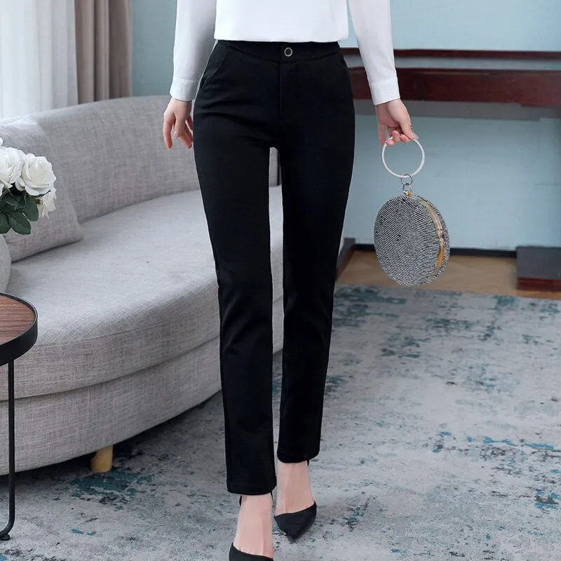 Wjczt Korean Version Of Professional Trousers Women'S Straight Tube New Spring And Autumn Slim And Vertical Formal Nine Point Pants