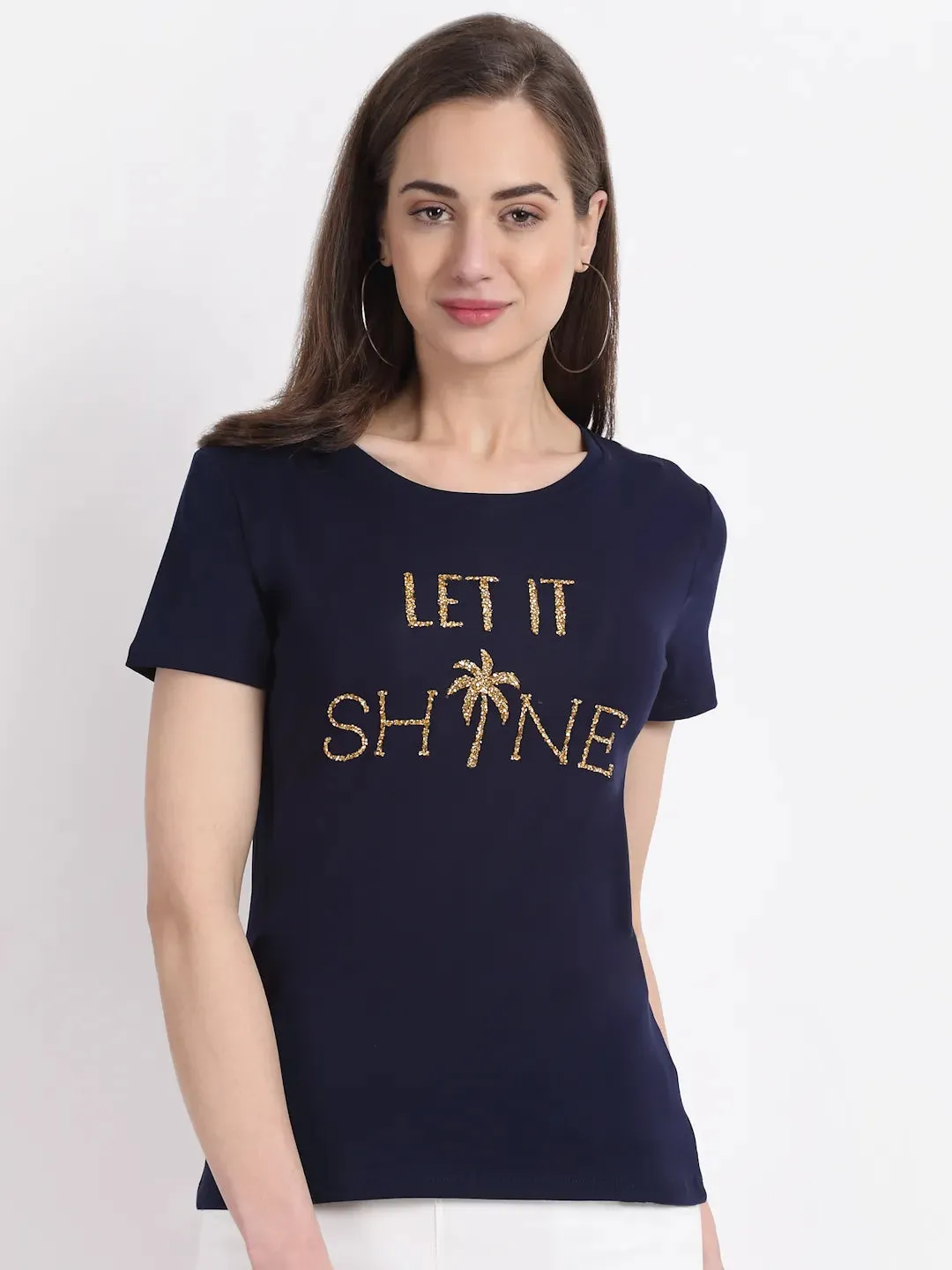 Women Alpha Printed Slim-Fit Cotton Blend T-Shirt