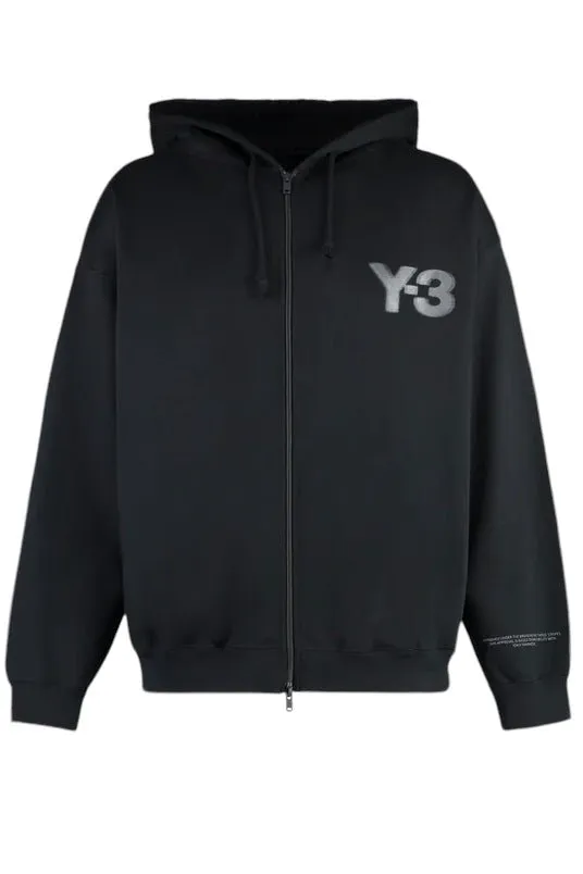 Y-3 JE9278 Logo Zip Hoodie Black